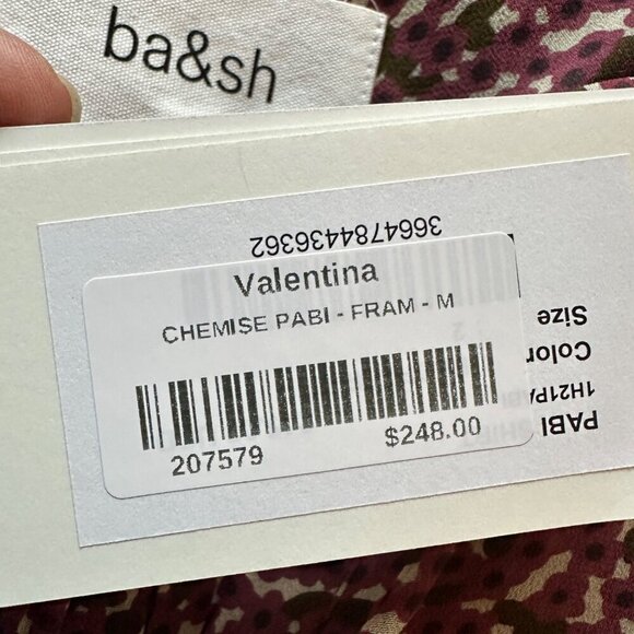 Ba&sh Pabi Printed Ruffle Neck Button Up Blouse Size M - Picture 5 of 15